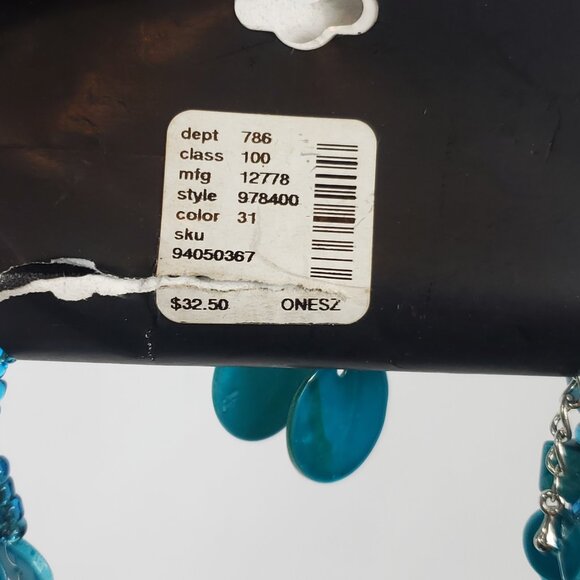 Lane Bryant Beautiful Blue Round Pendant Dyed Shell Design 2 Strand Necklace NWT - Picture 8 of 9